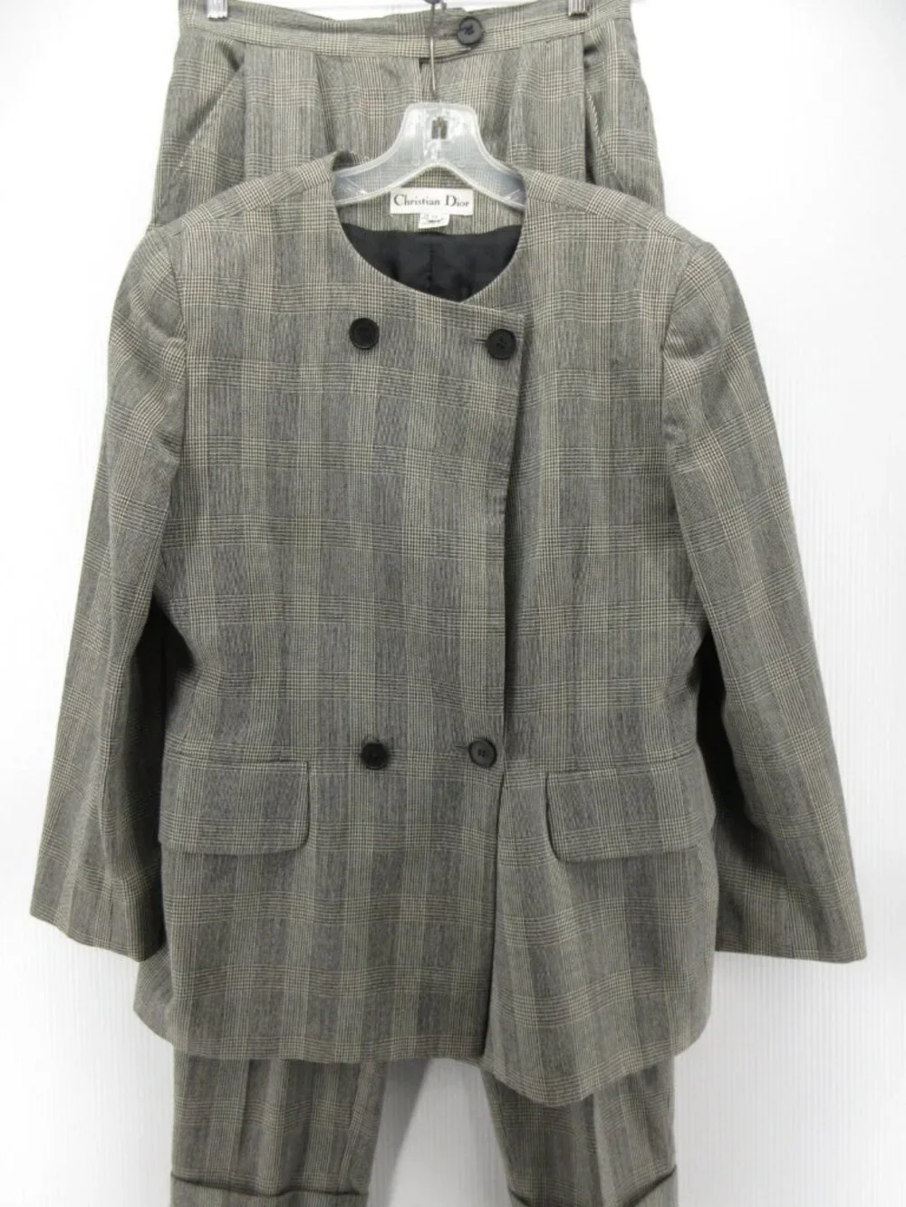 VGT Christian Dior Suit 12 Wool 2 Piece Pants Houndstooth USA 30X30 *